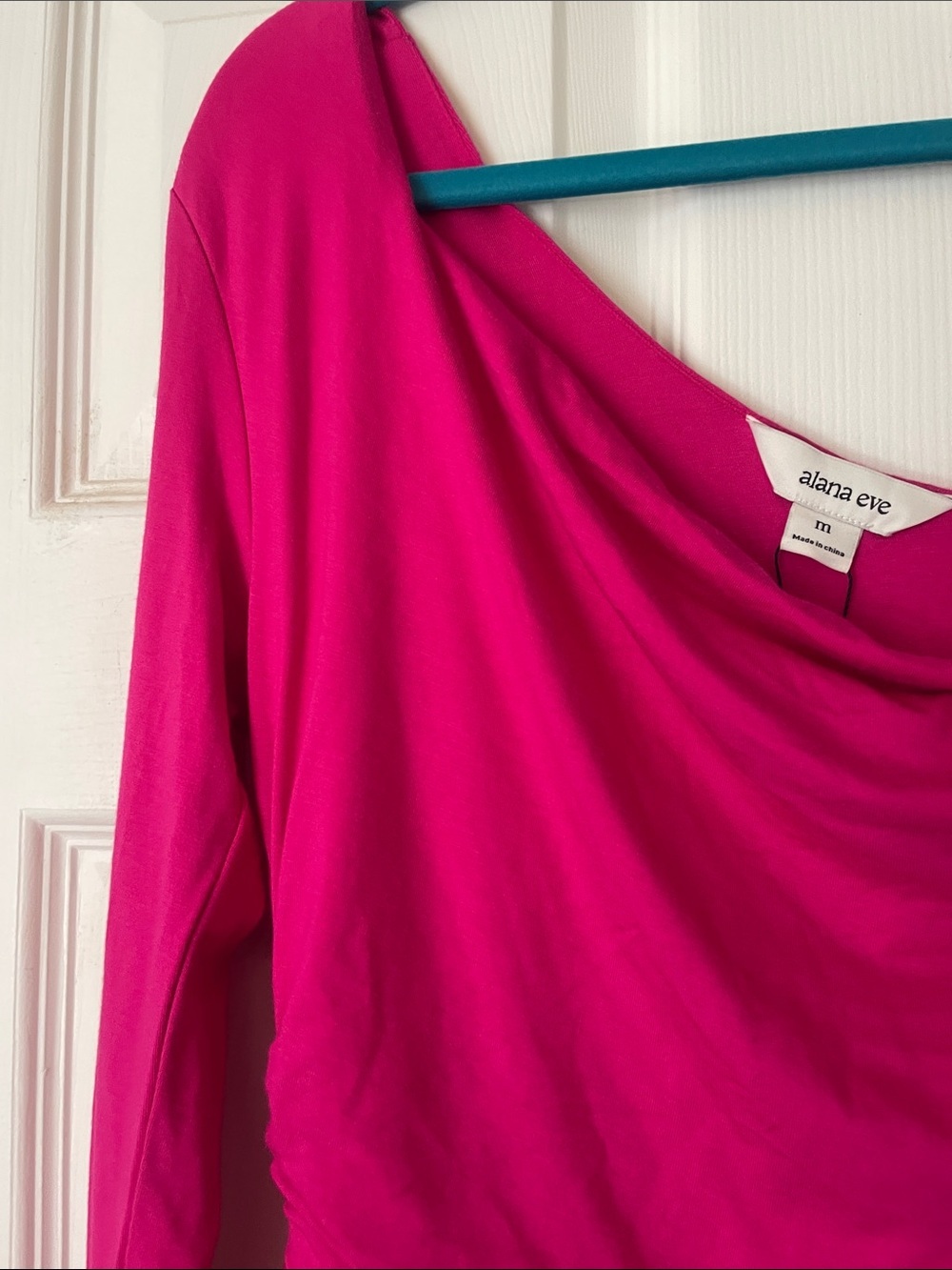 One-Shoulder Fuchsia Ruched Mini Dress - Picture 7 of 9